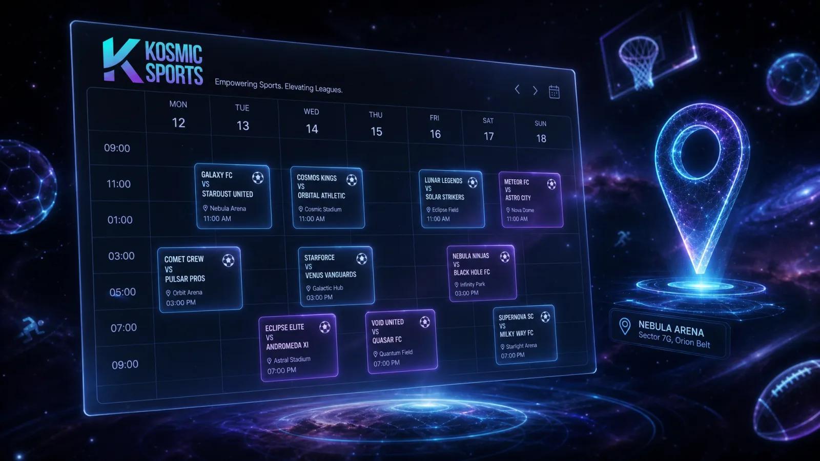 Season schedule with games, times, and venues